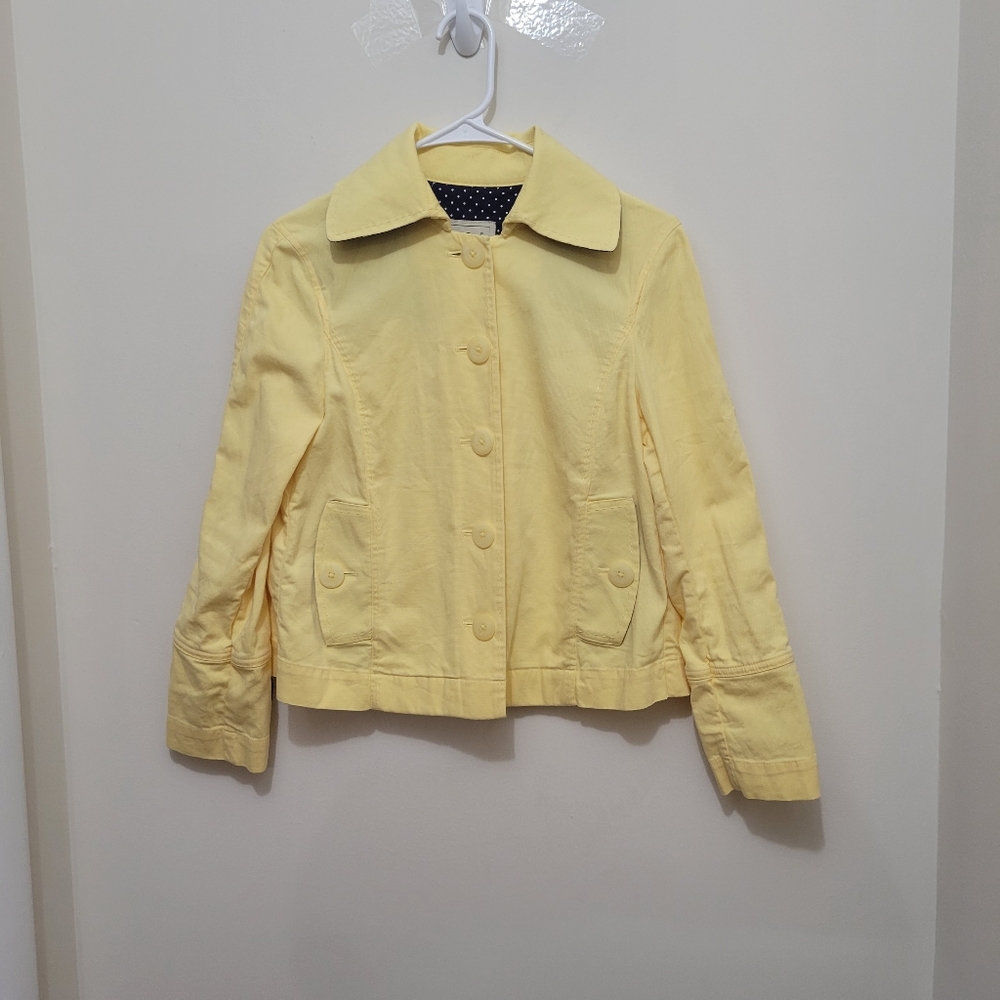 Vintage L.L. Bean Blazer Cotton Coastal Grandma Nautical Petite XS Yellow 90s.